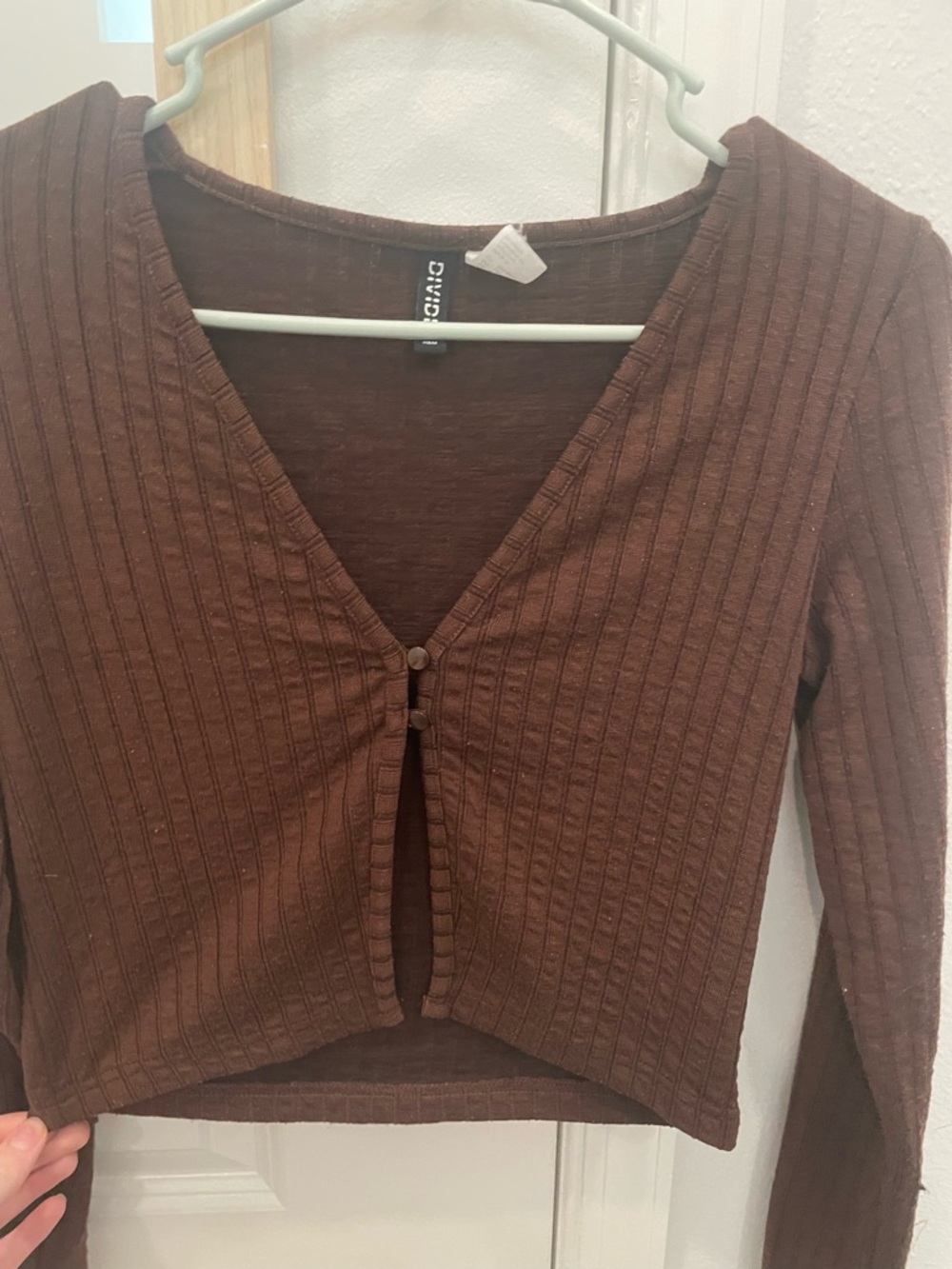 H&M Brown Ribbed V-Neck Crop Top - Picture 2 of 4